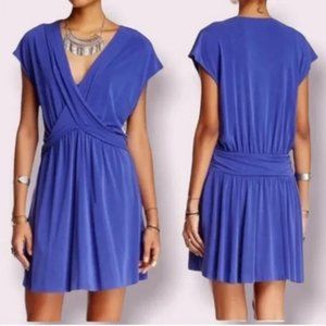 NWT Free People Cupro Crisscross Drape Dress in Cobalt Blue